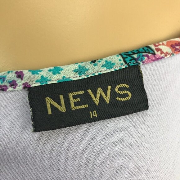 35 NEWS Boho Floral Paisley Printed Chiffon Hi Low Sleeveless Mini Dress Size 14 - Picture 6 of 6